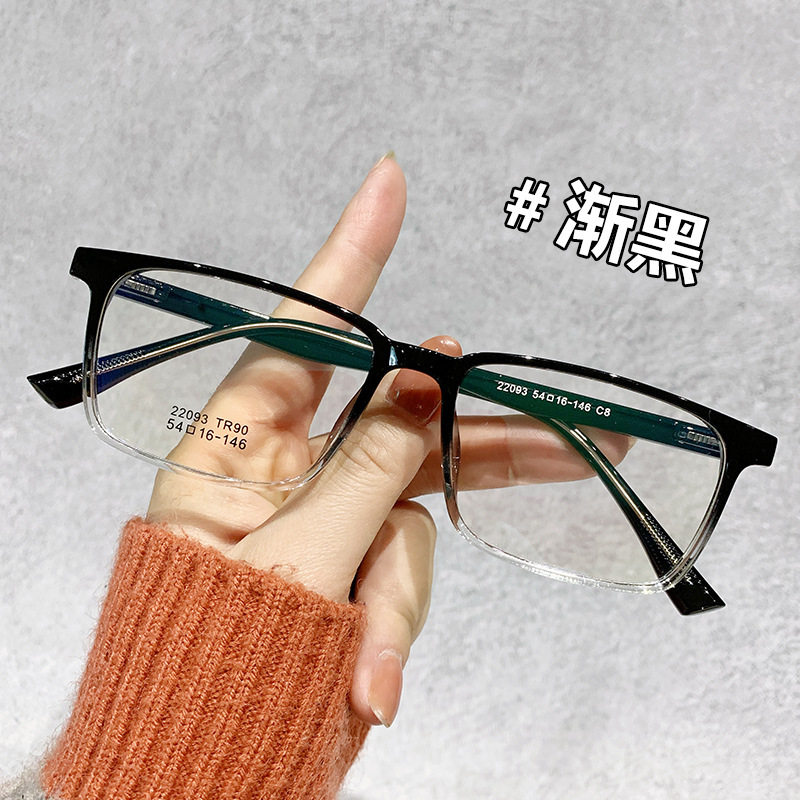 22093 Korean style box half pin core TR fashion big face glasses frame high sense with myopia optical glasses frame
