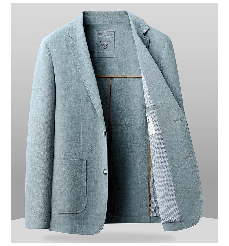 Áo vest nam cotton mỏng nhẹ mùa xuân thu, blazer công sở thoáng khí không nhăn — Màu be, Màu đen, Màu xanh lam, Màu xanh lá
