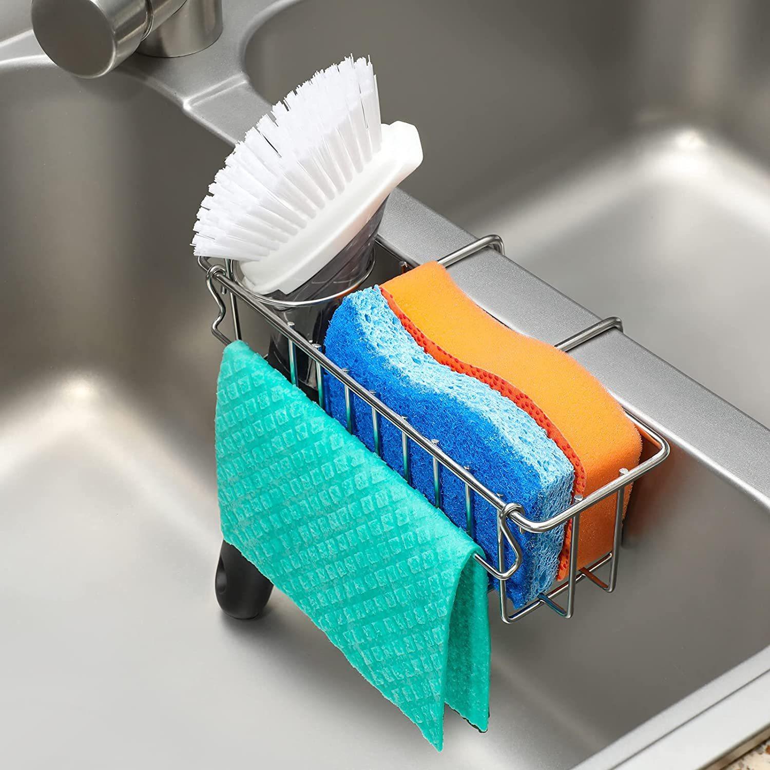 304 stainless steel sink drain basket kitchen storage basket brush wire cloth sponge storage rack