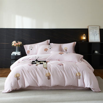 Thickened Four-piece Set Cotton Light Luxury Simple Printed Bed Sheet Quilt Cover Bedding Four-piece Set Cotton Sanding New Style