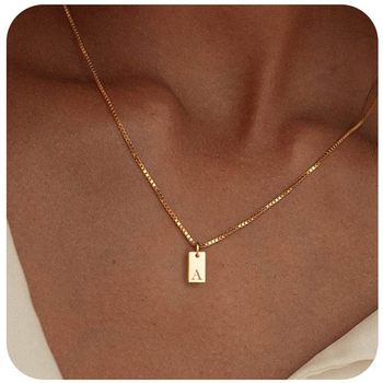 European and American cross-border jewelry fashion creative box chain English letter box pendant female clavicle chain wholesale