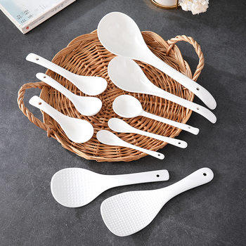 Pure white ceramic tableware soup spoon hook fork spoon Chinese rice spoon thickened Western restaurant hotel soup spoon factory wholesale