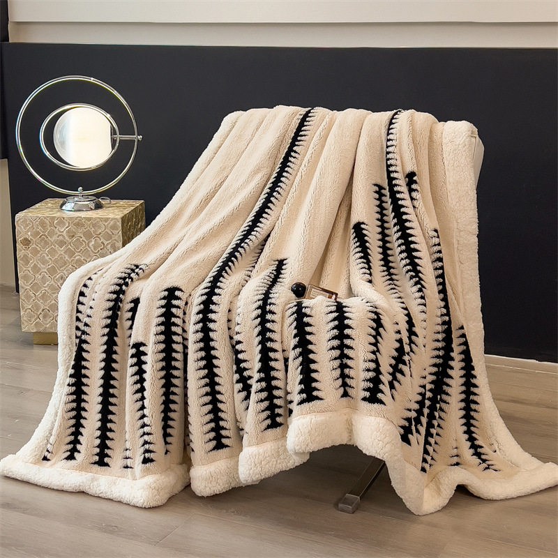Class a Jacquard Thickeneded Cloud-Like Velvet Cashmere Double-Layer Blanket Quilt Thickeneded Nap Single Office Blanket
