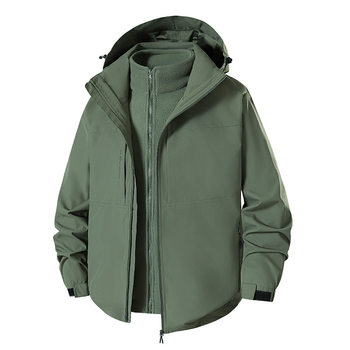 Autumn and Winter Three-In-One Jacket for Men and Women, Two-Piece Set, Thickeneded and Velvet, Detachable Mountaineering Jacket, Windproof and Waterproof Jacket