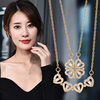 New Style Two-Wear Heart-To-Heart Women's Opening and Closing Four-Leaf Clover Necklace Fashionable Love Folding Creative Clavicle Chain Wholesale