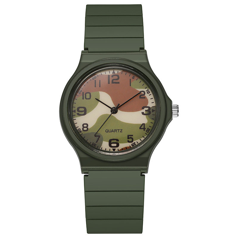 Foreign Trade Cross-Border Watch Supply New Military Green Watch Quartz Watch Pointer Type Simple Children's Student Watch