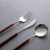 Japanese-style pear wooden handle western tableware knife, fork and spoon three-piece set 304 stainless steel household spoon fork