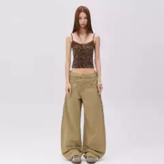 High-Waisted American Retro Style Structured Design Washed Unisex Trendy Loose Banana Pants Wide-Leg Jeans Cotton