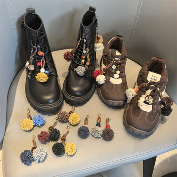 Zhang Yuanying's Same Style Leather Pendant Shoe Flower Clothing Belt Accessories Accessories Miu Knotted Suede Shoelace Bag Decoration