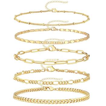 New Amazon Hot Sale Geometric Metal Simple Gold Bracelet Set Personalized Versatile Bracelet for Women