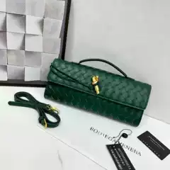Cross-Border Bv Style Hand-Woven Bag, Single-Shoulder Baguette Bag, Fashionable and Exquisite Horizontal Clutch Evening Bag, Women's Crossbody Bag