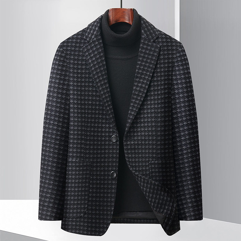 Áo Blazer Nam Họa Tiết Houndstooth Phong Cách Doanh Nhân Màu Xám, Nâu