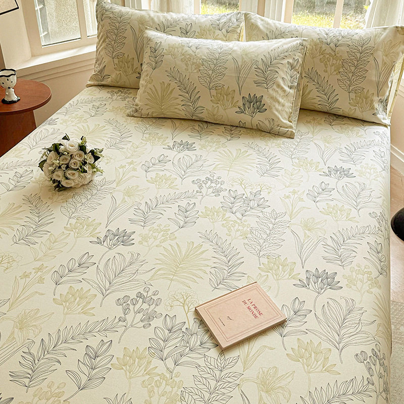 Flower-Green [純綿の古い粗い布、快適で通気性のある]