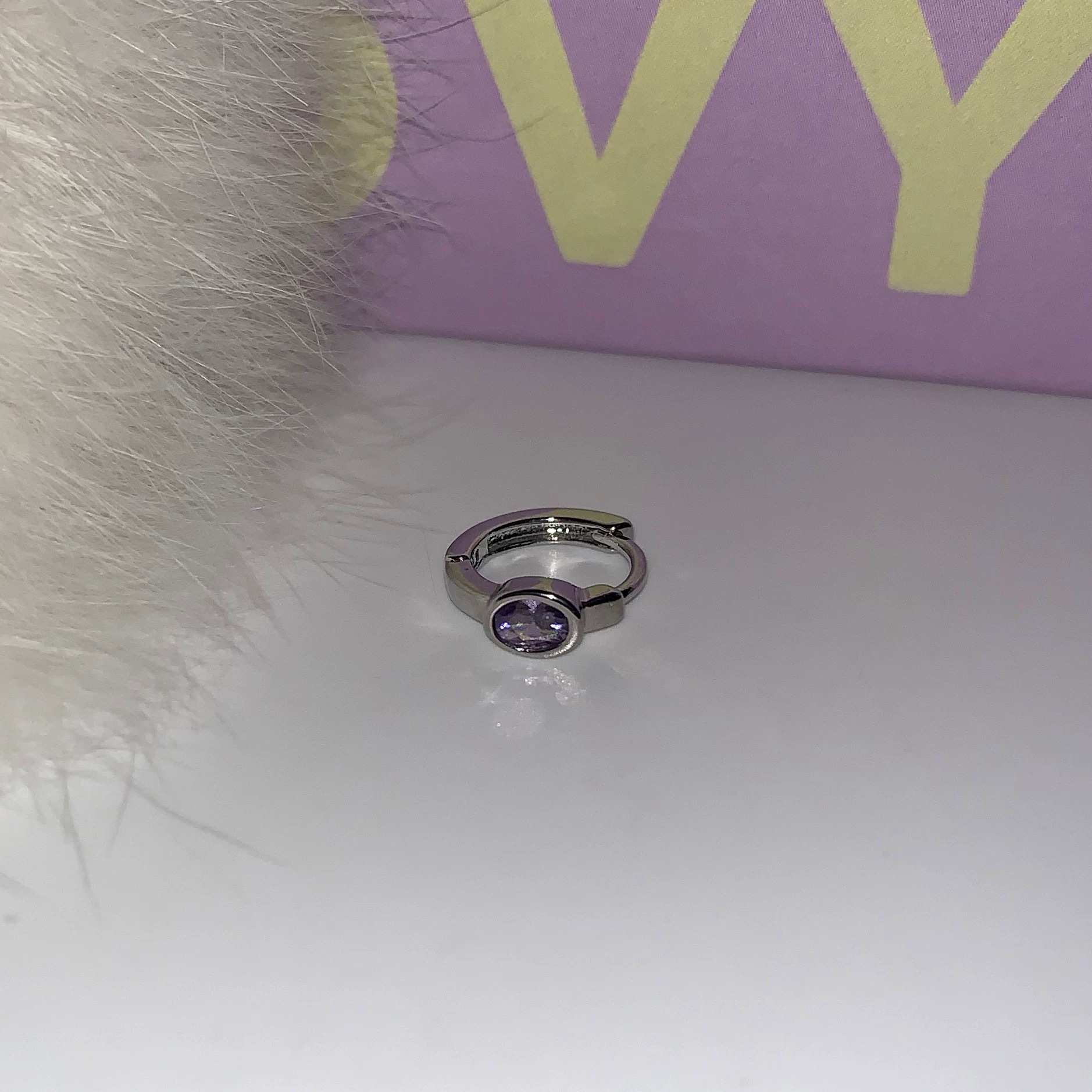 パープルジルコン イヤリング シングル