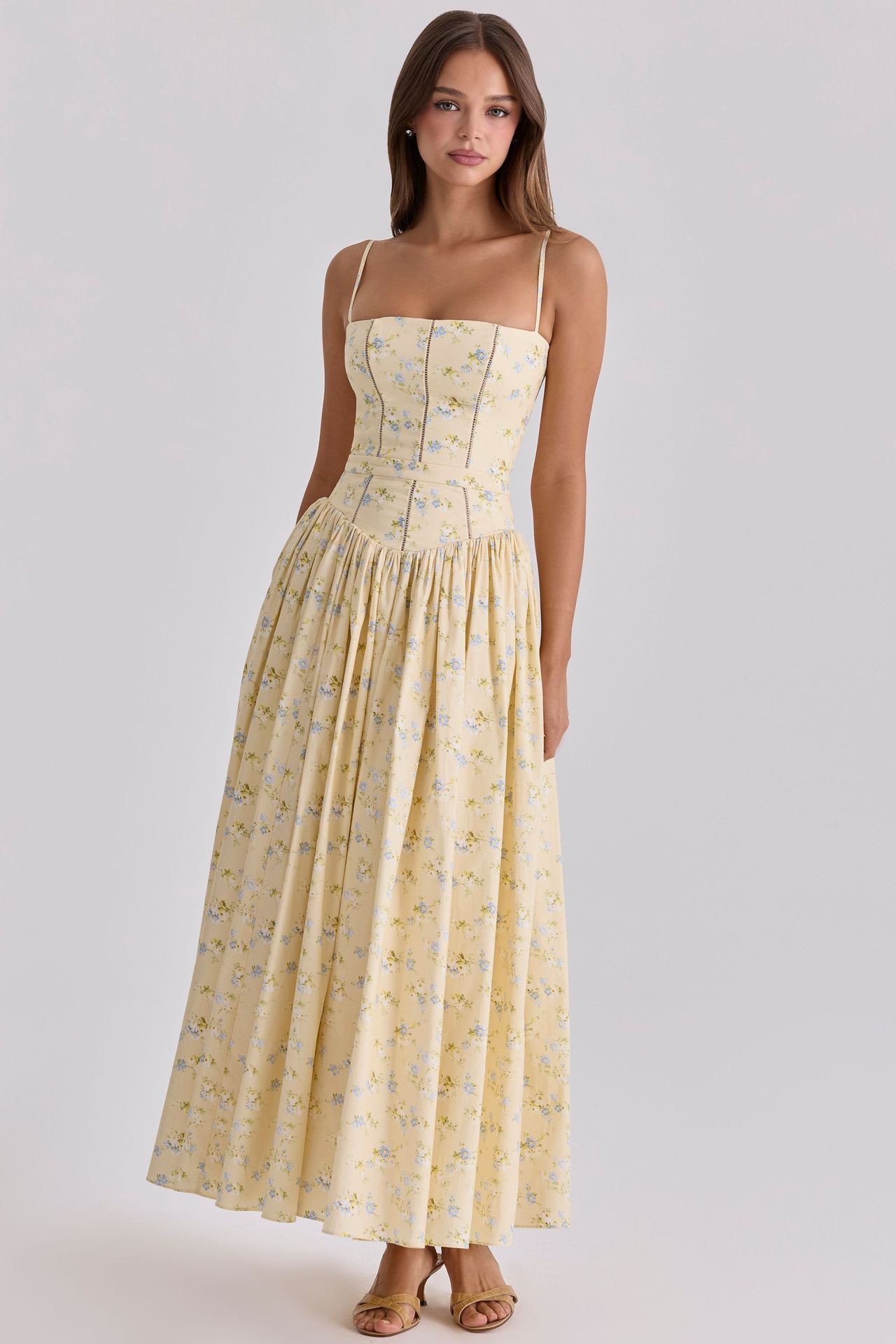 Floral Print Maxi Dress Elegant Slim Fit Soft Fabric Sleeveless Perfect for Summer Events Wholesale Available