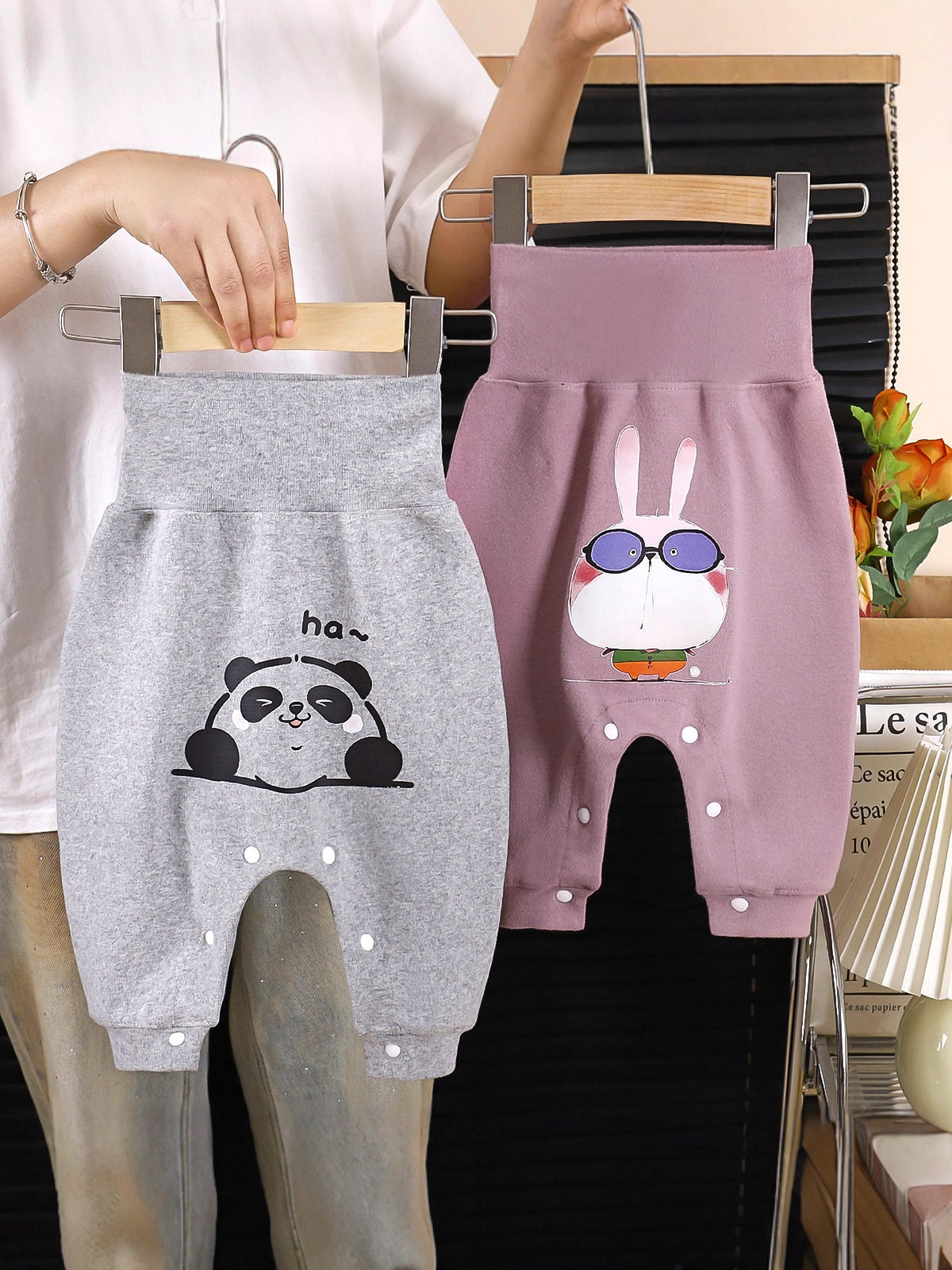 Baby Big PP Pants, Spring & Autumn Cotton Version, Boys & Girls High-Waist Belly-Protecting Snap-Button Easy-Wear Pants, 7A Antibacterial Outerwear