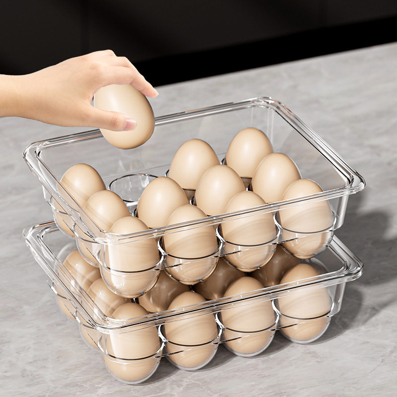 Egg Storage Box Double-layer Organizer Egg Box Drawer Type Fresh-keeping Box Kitchen Refrigerator Egg Box Egg Holder Transparent