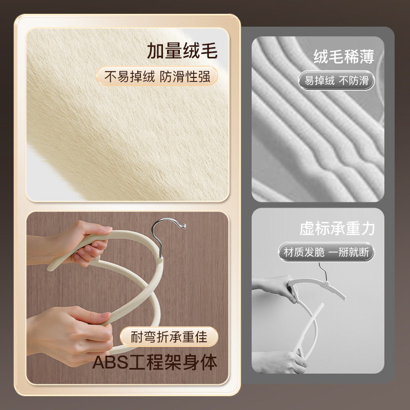 Flocking Clothes Hanger for Home Use, Seamless Wide Shoulder, Non-Slip, Lint-Free, Thickened and Reinforced, Storage and Drying Multifunctional Clothes Hanger