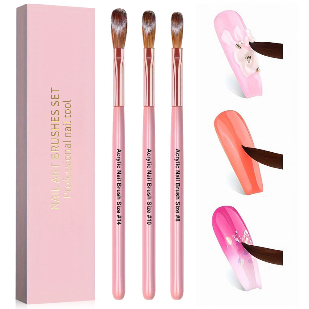 3Pcs/Set Crystal Pen Set DIY Pink Wooden Rod Crystal Brush Nail Art Pen Special Nail Art Set Pen Nail Art Tools
