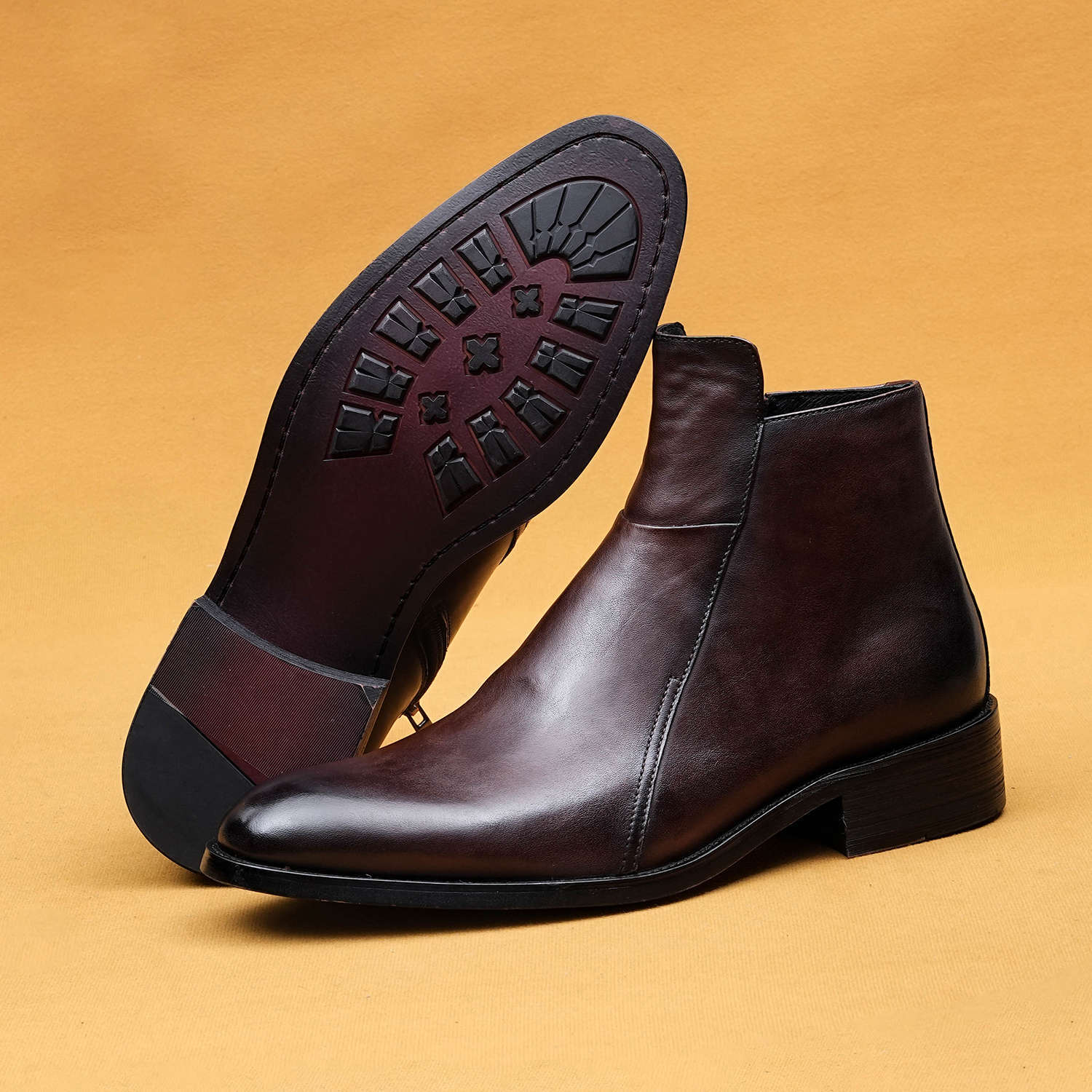 Giày Da Nam Chất Liệu Da Bò Mũi Nhọn