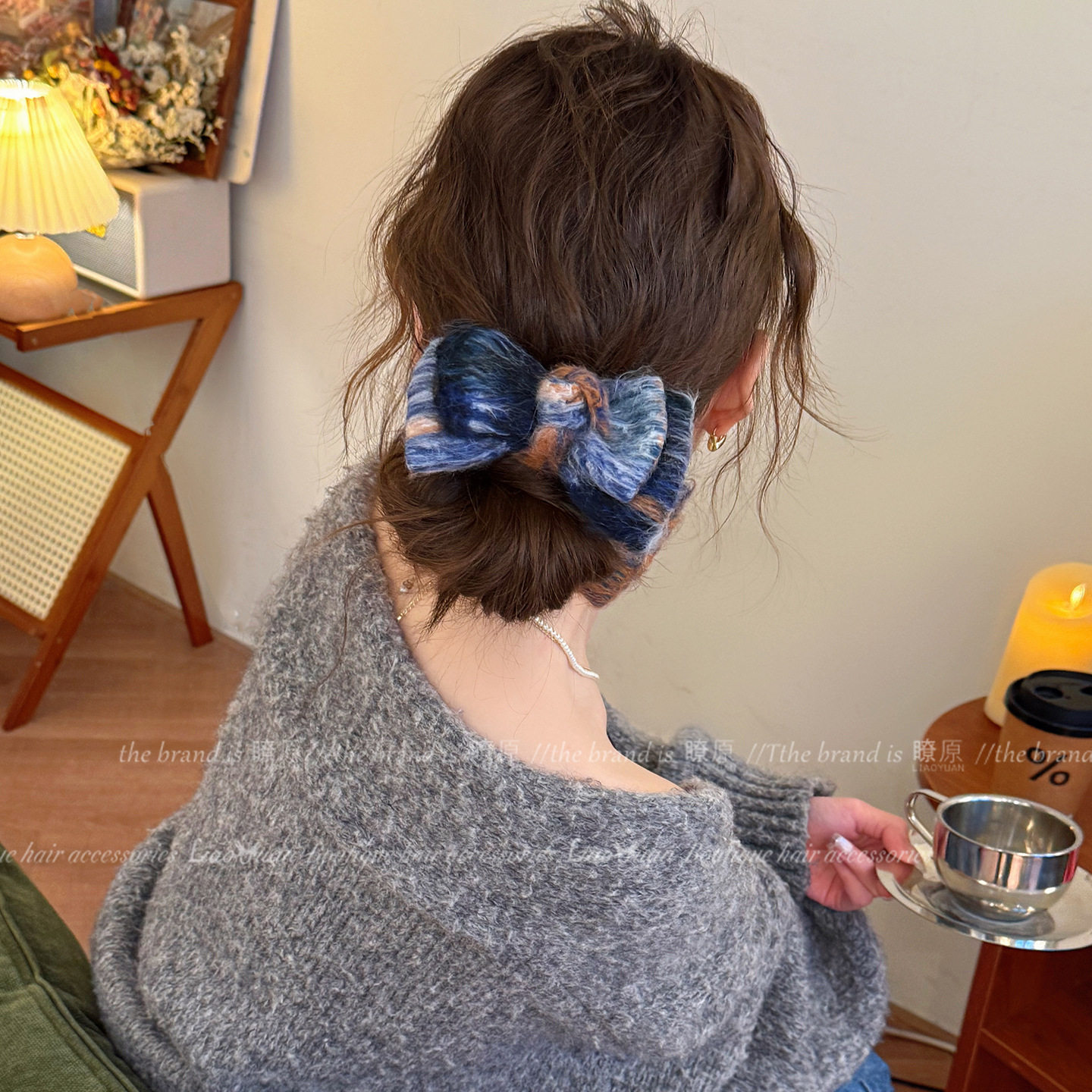 High-End Gradient Wool Bow Bun Hair Clip for Women, Back-Of-Head Hair Styling Tool, Hairpin, Hair Accessory, 2025 New Model