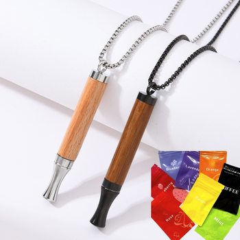 Cross-Border Wooden Smoking Cessation Necklace Pendant Smoking Cessation Artifact Fruit Essential Oil Flavor Bag Meditation Necklace Decompression Clavicle Chain