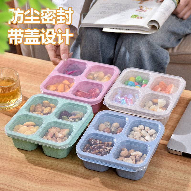 Wheat Lunch Box Transparent Snack Dried Fruit Box Household Sealed Box with Lid Plastic Fruit Refrigerator Preservation Box
