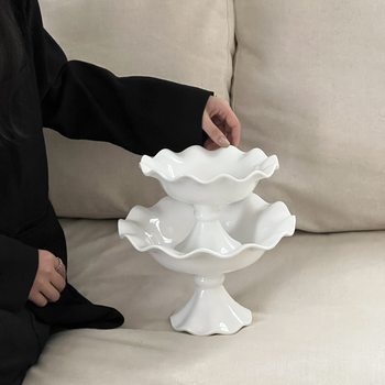 New French wave skirt goblet bowl ceramic high-value candy plate artistic living room ornaments wholesale