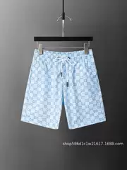 Cross-Border Summer New Trendy Stylish Fashion Plaid Light Luxury Niche Versatile Men's and Women's Beach Shorts Five-Point Length
