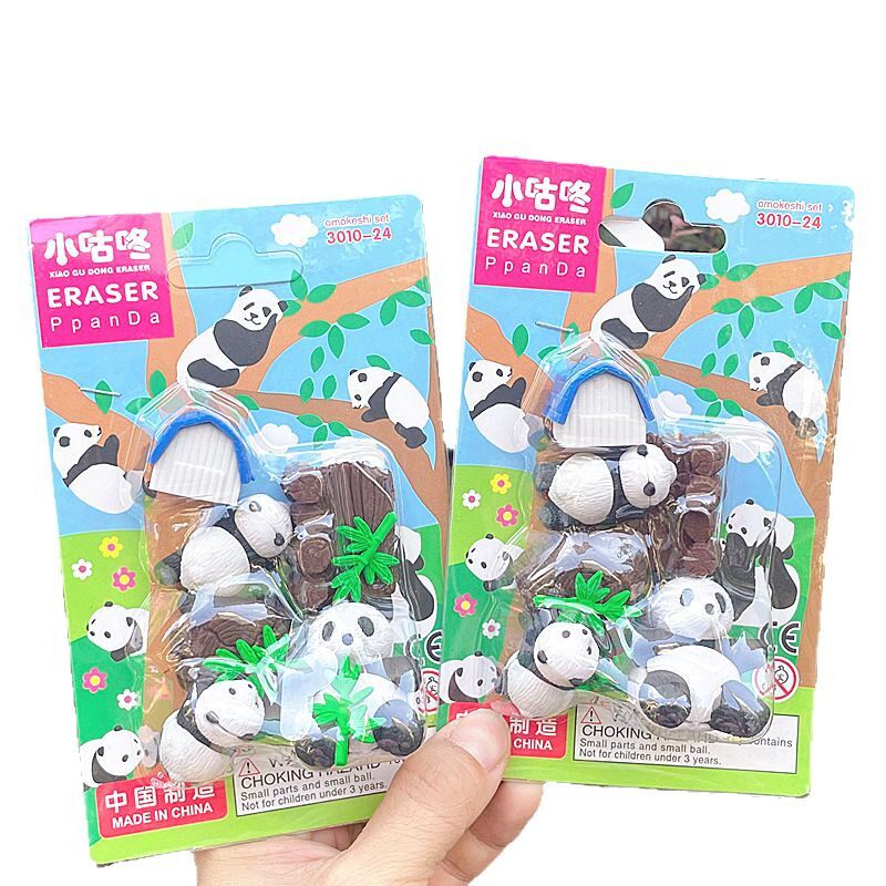 Cartoon simulation panda eraser creative national treasure panda family pencil handwriting erasing tool Children's Prize