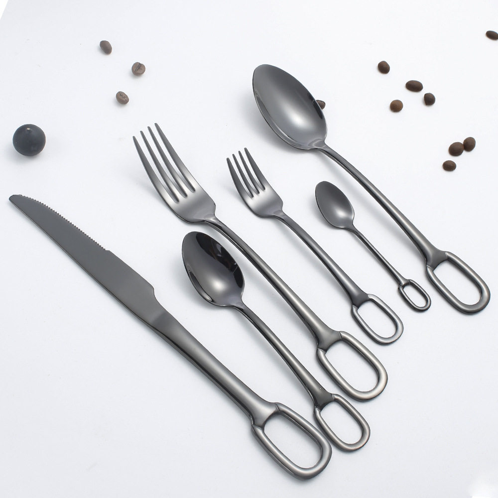 High-end thickened 304 stainless steel tableware knife, fork and spoon suit steak knife and fork Western restaurant hotel supplies wholesale