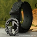 Black background, black embossed GG black buckle
