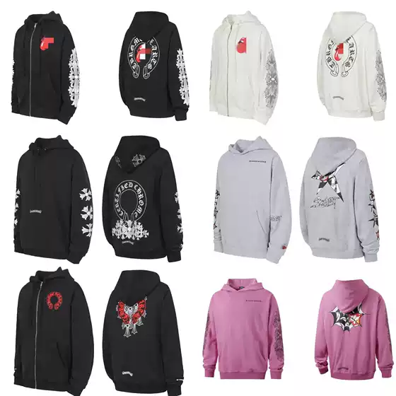 25 New Chrome Hearts Basic Horseshoe Sanskrit Printed Hooded Sweatshirt Jacket Collection