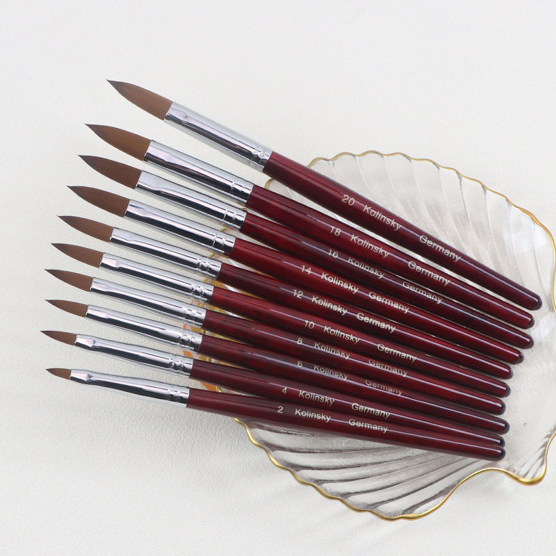 Source Factory Nail Art Crystal Pen Mahogany Rod Kolinsky Nail Art Carving Pen Painted Pen Nail Brush Set