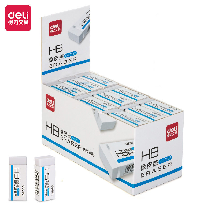 Deli 7532 Eraser Student HB Eraser Drawing Sketch Learning Office Supplies Eraser Soft and Easy to Erase