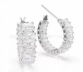 Square row diamond white gold and white diamond earrings