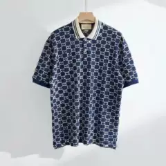 Full-Body Embroidery Men's Short-Sleeve Summer T-Shirt with Turn-Down Collar Polo Shirt Men Short Sleeve Polo