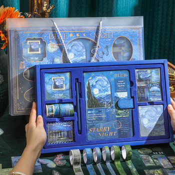 Retro Oil Painting Notebook Set Gift Box High-Value Notebook Stationery Girl Cute Notebook Girl's Day