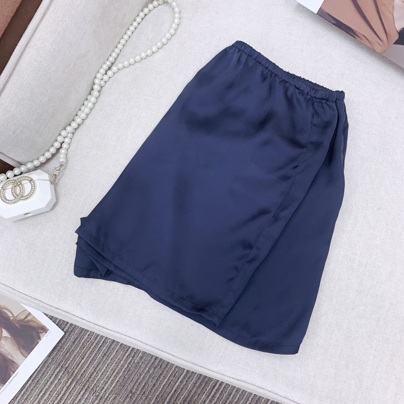 Đầm hai dây lụa tơ tằm dáng chữ A tay công chúa phong cách thanh lịch — [Quần short chống chói miễn phí màu lục lam] Len lụa, [Quần short chống lộ màu nâu hạt dẻ] Len lụa, [Quần short chống lộ màu trắng ngọc trai] Len lụa