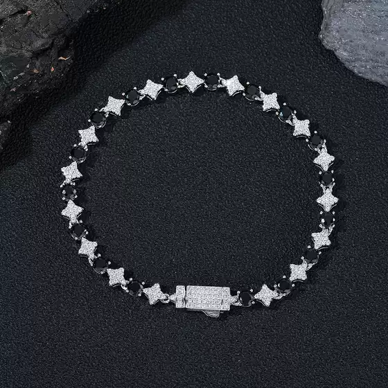 6mm Star Zircon Tennis Necklace Hip-Hop Men's Jewelry Trendy Accessories Bracelet Wholesale European and American Cross-Border Hot Selling