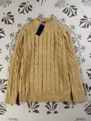 Rl Ralph Lauren Logo Autumn and Winter Stand Collar Knit Sweater for Men, Cable Knit Couple's Embroidered Half-Zip Sweater for Women, Qr Code Available