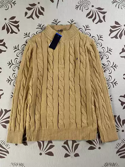 Rl Ralph Lauren Logo Autumn and Winter Stand Collar Knit Sweater for Men, Cable Knit Couple's Embroidered Half-Zip Sweater for Women, Qr Code Available
