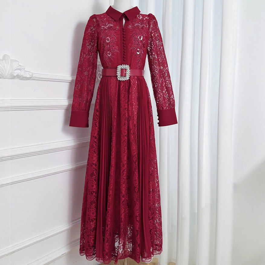 Elegant French Style Long Dress for Women High End Beaded Sequins Lace and Mesh Detailing Perfect for Formal