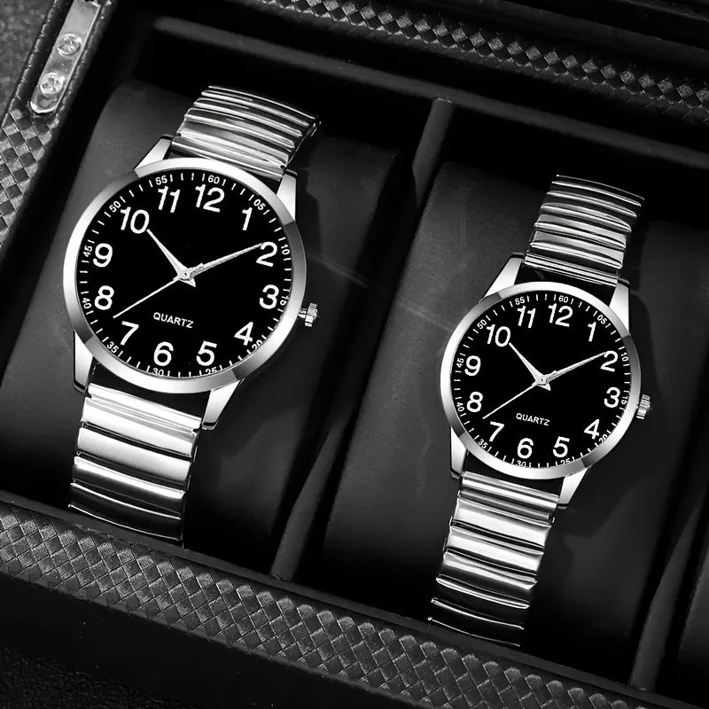 Fashion men's large digital plate women's watch spring elastic band middle-aged and elderly watch activities gift quartz watch men's watch