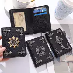 Universal Card Holder, Chrome Hearts Trendy Brand Driver's License Leather Case, Vehicle Registration Protection Cover, Large Capacity, High Aesthetic Value