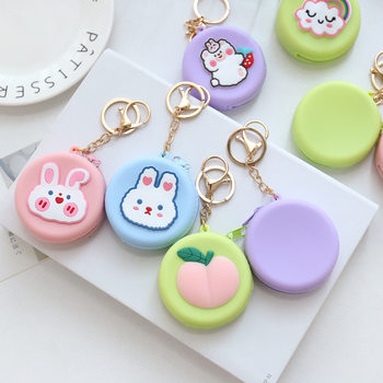 Cartoon Round Silicone Coin Purse Cute Coin Data Cable Cosmetics Bag Girls Bag Pendant Access Control Key Bag