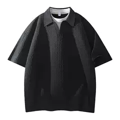 Simple Textured Jacquard Polo Shirt for Men, Breathable and Skin-Friendly for Summer, with a Small V-Neck Design, Versatile for Daily Commuting