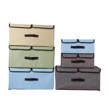 Cotton and Linen Fabric Double Cover Clothes Storage Box Clothes Organizer Folding Large Toy Storage Box Underwear Storage Box