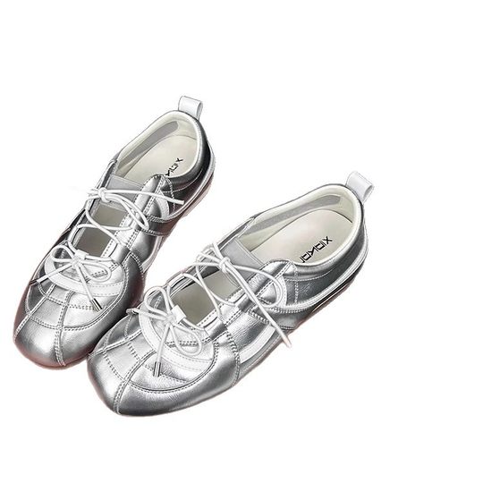 Inner Height 5cm Sweet Girl Genuine Leather De Training Shoes Women's 2025 New Korean Sports Ballet Style Mary Jane Single-layer Shoes for Women