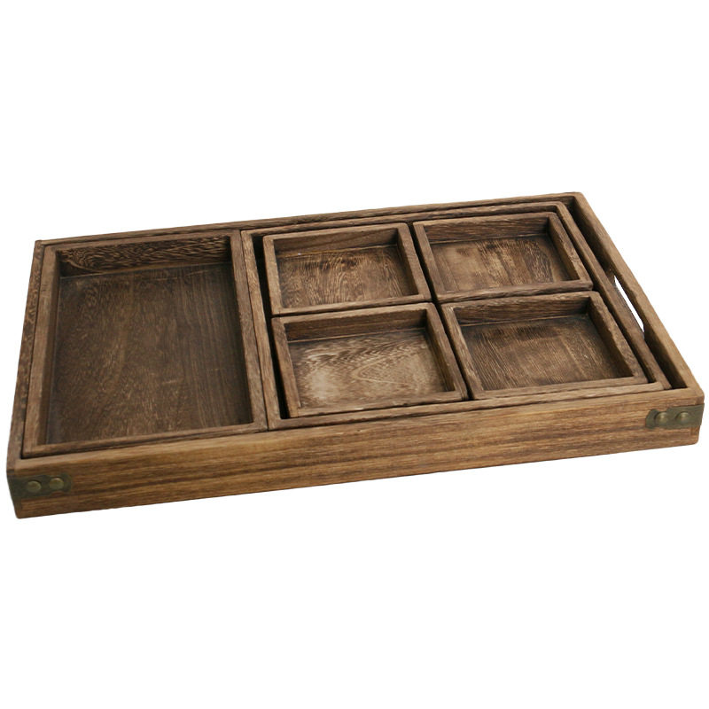 Chinese-style Wooden Tray for Cooking Tea Snack Plate Fruit Plate Dried Fruit Plate Afternoon Tea Snack Snack Pastry Refreshment Plate